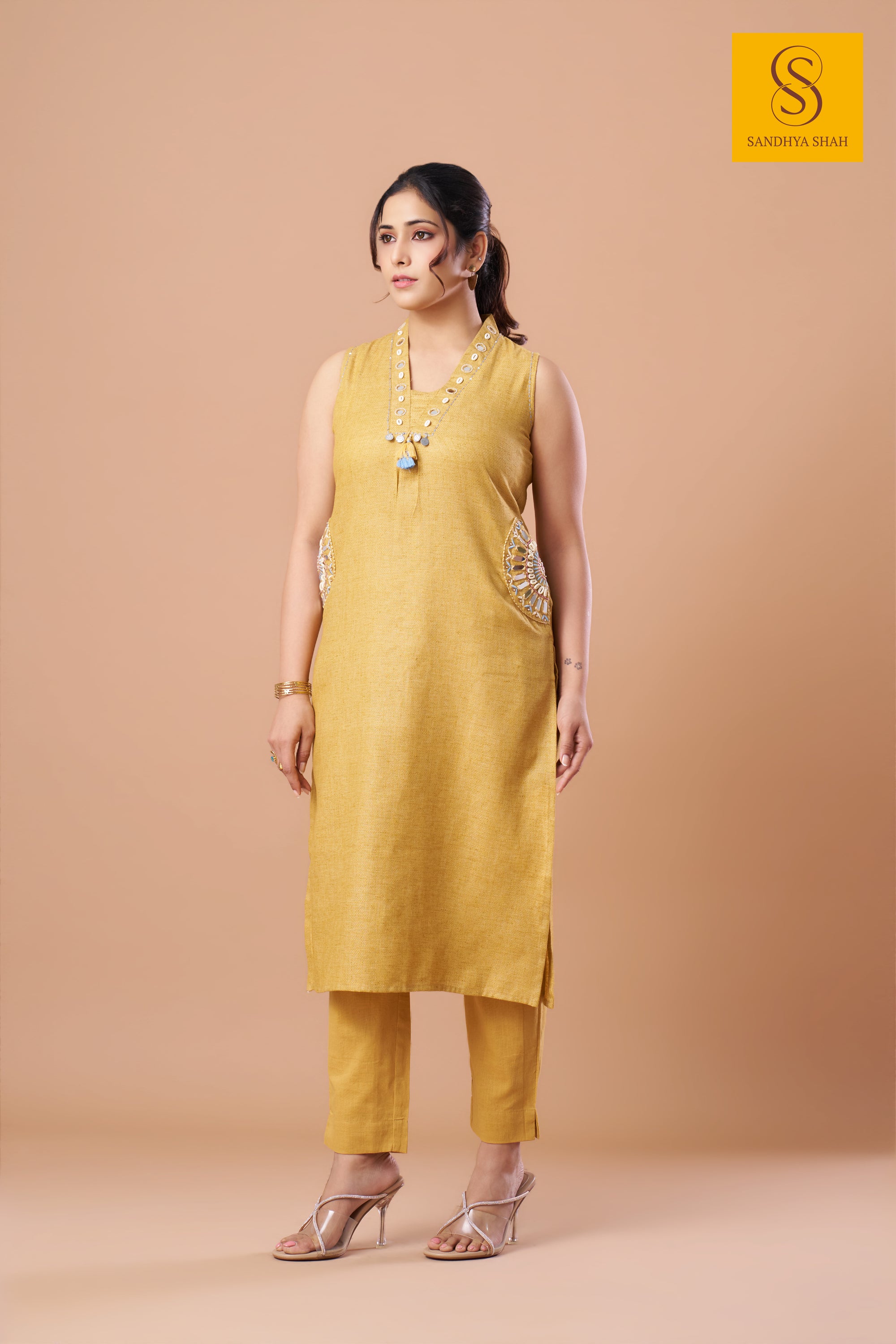 Citrine Cowrie Straight Kurta Set