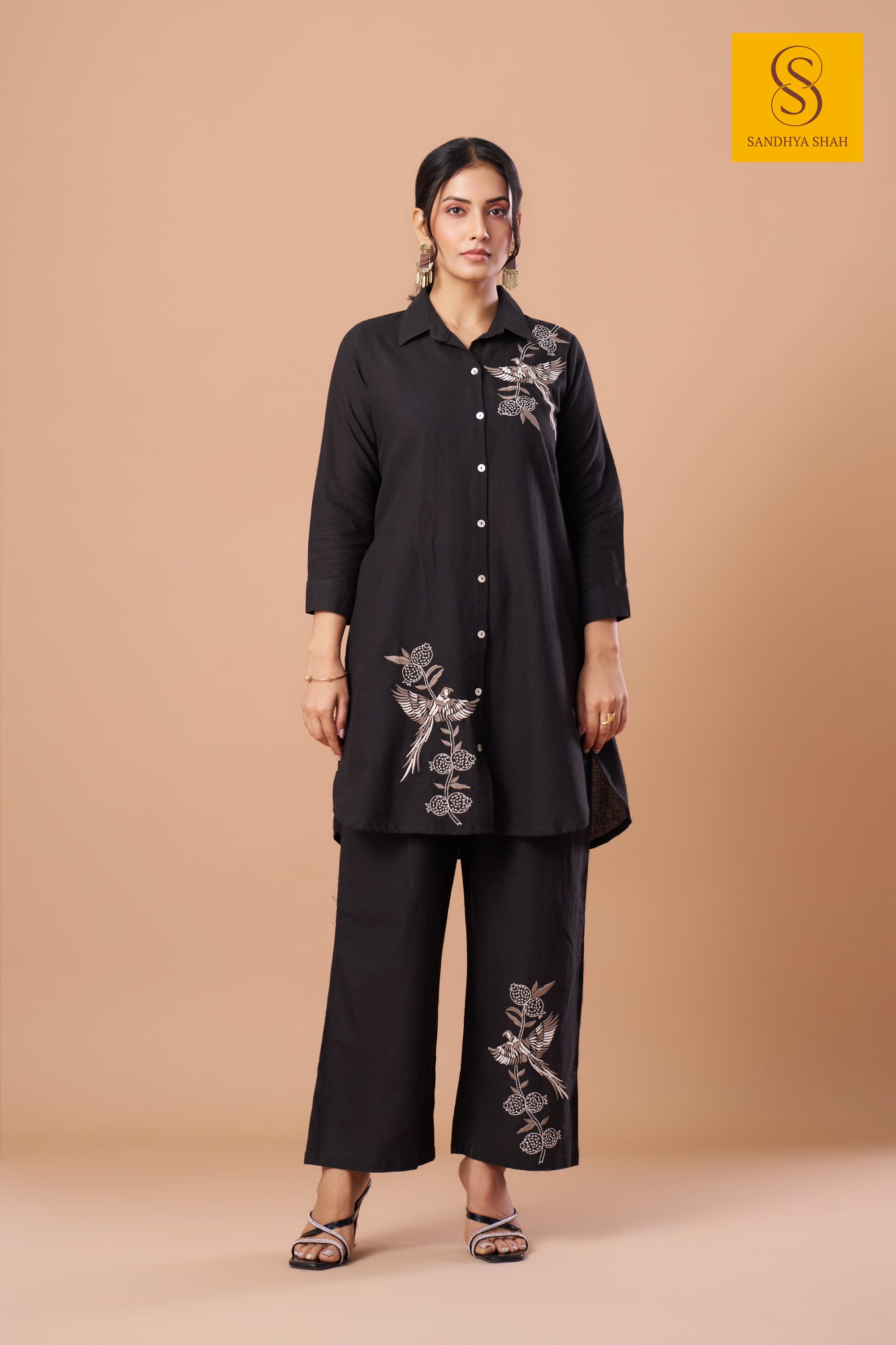 Midnight Aviary Linen Co-ord Set