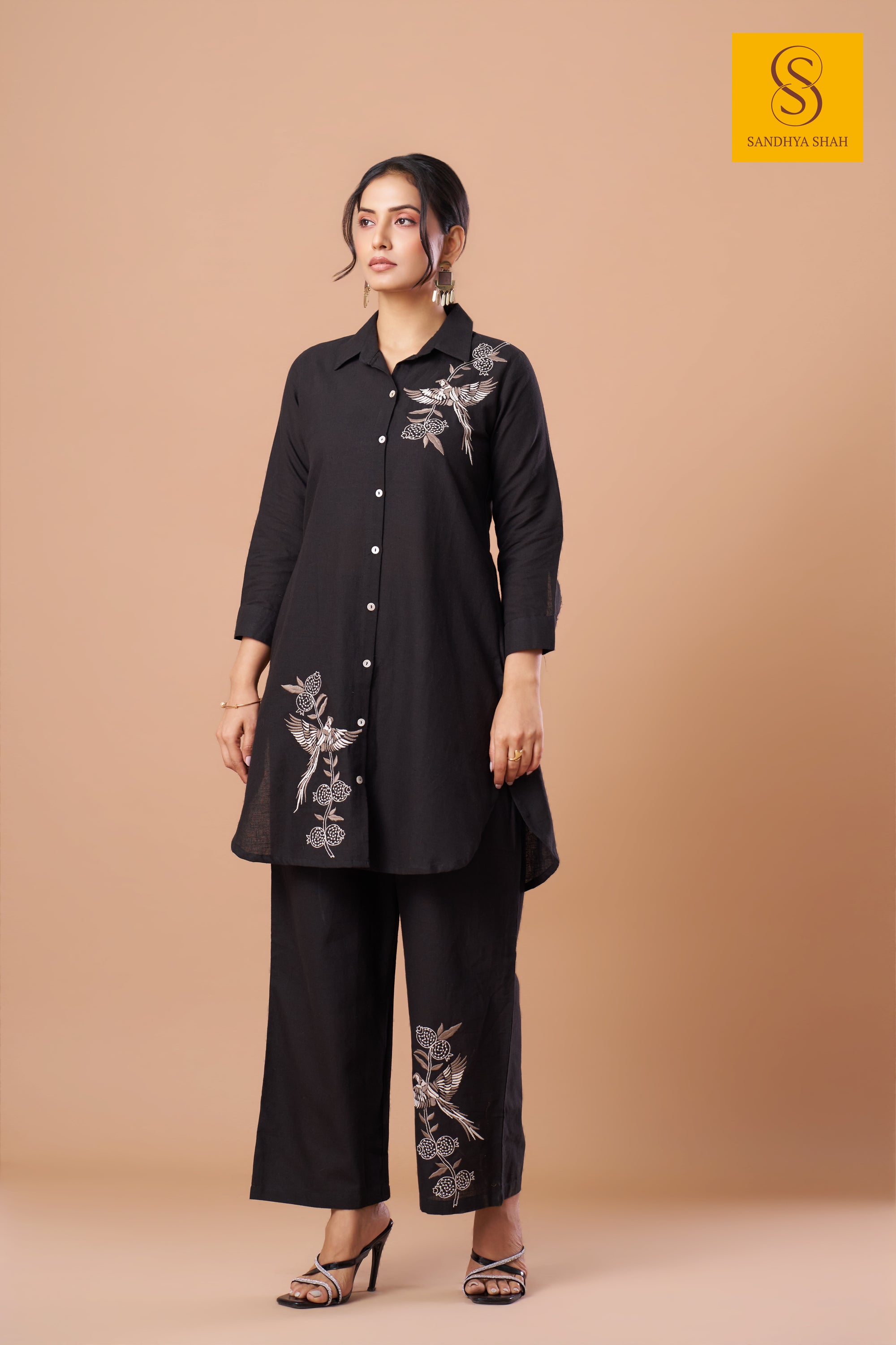 Midnight Aviary Linen Co-ord Set