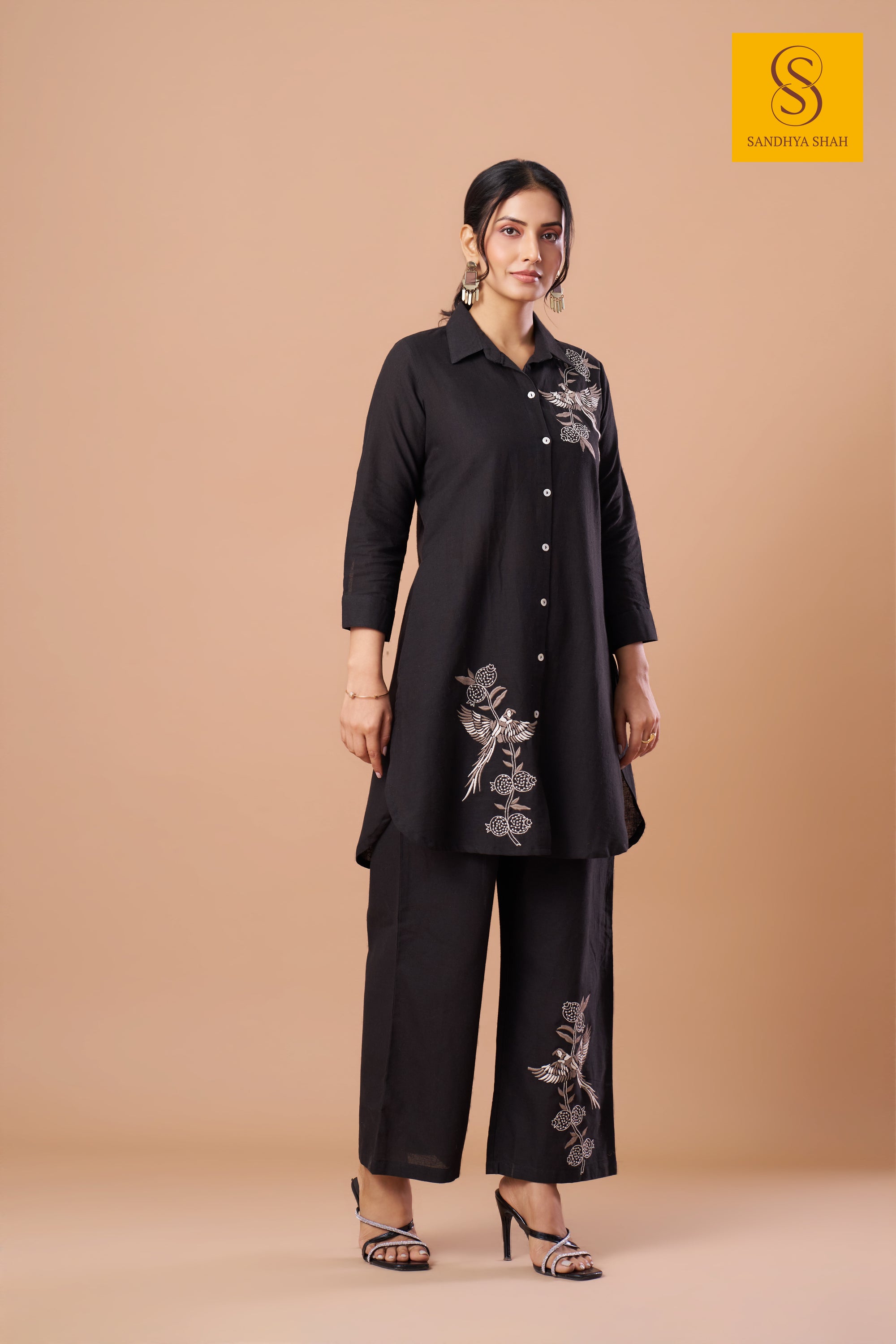 Midnight Aviary Linen Co-ord Set