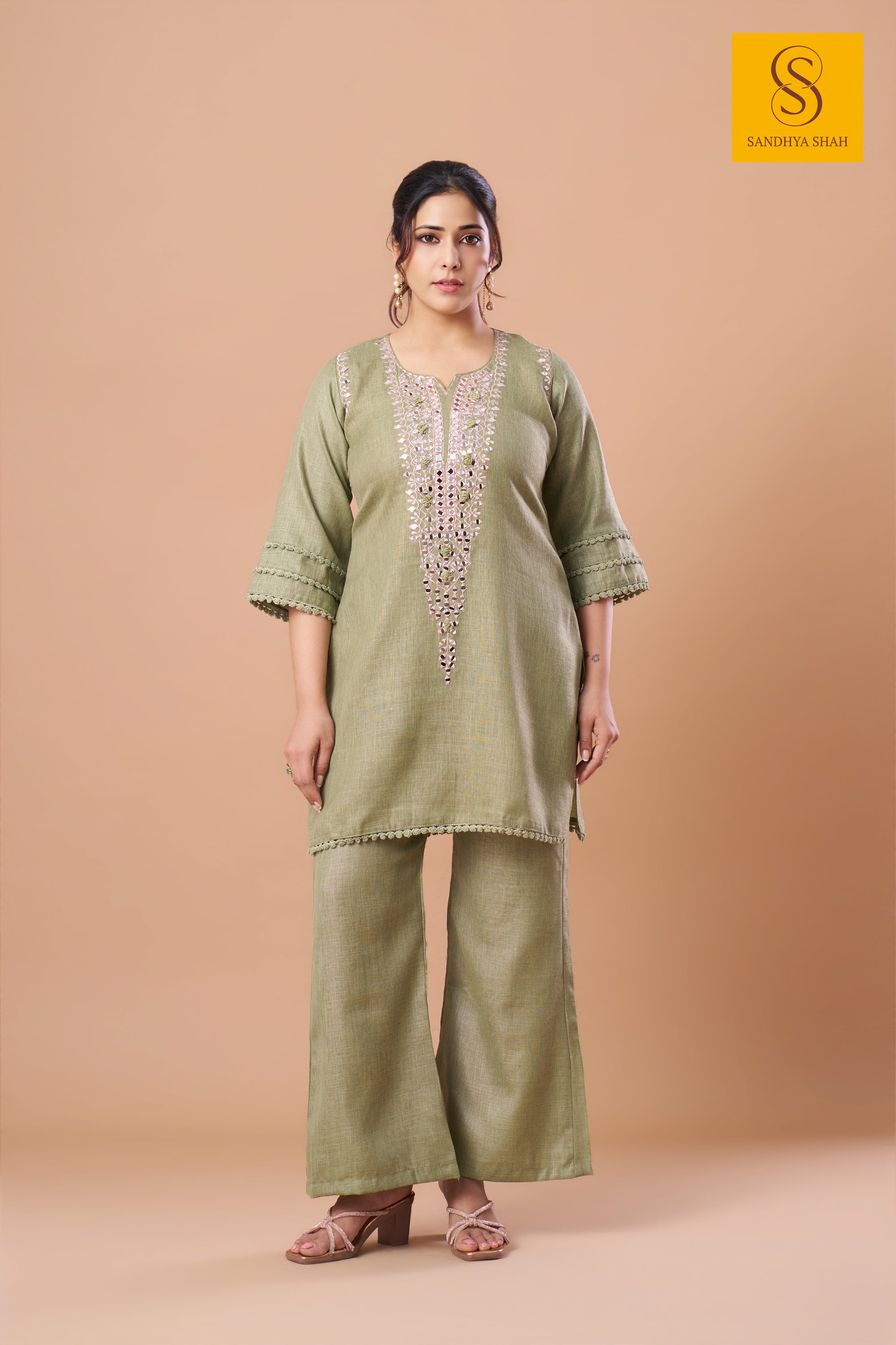 Olive Green Kurta Trousers Kurta Set