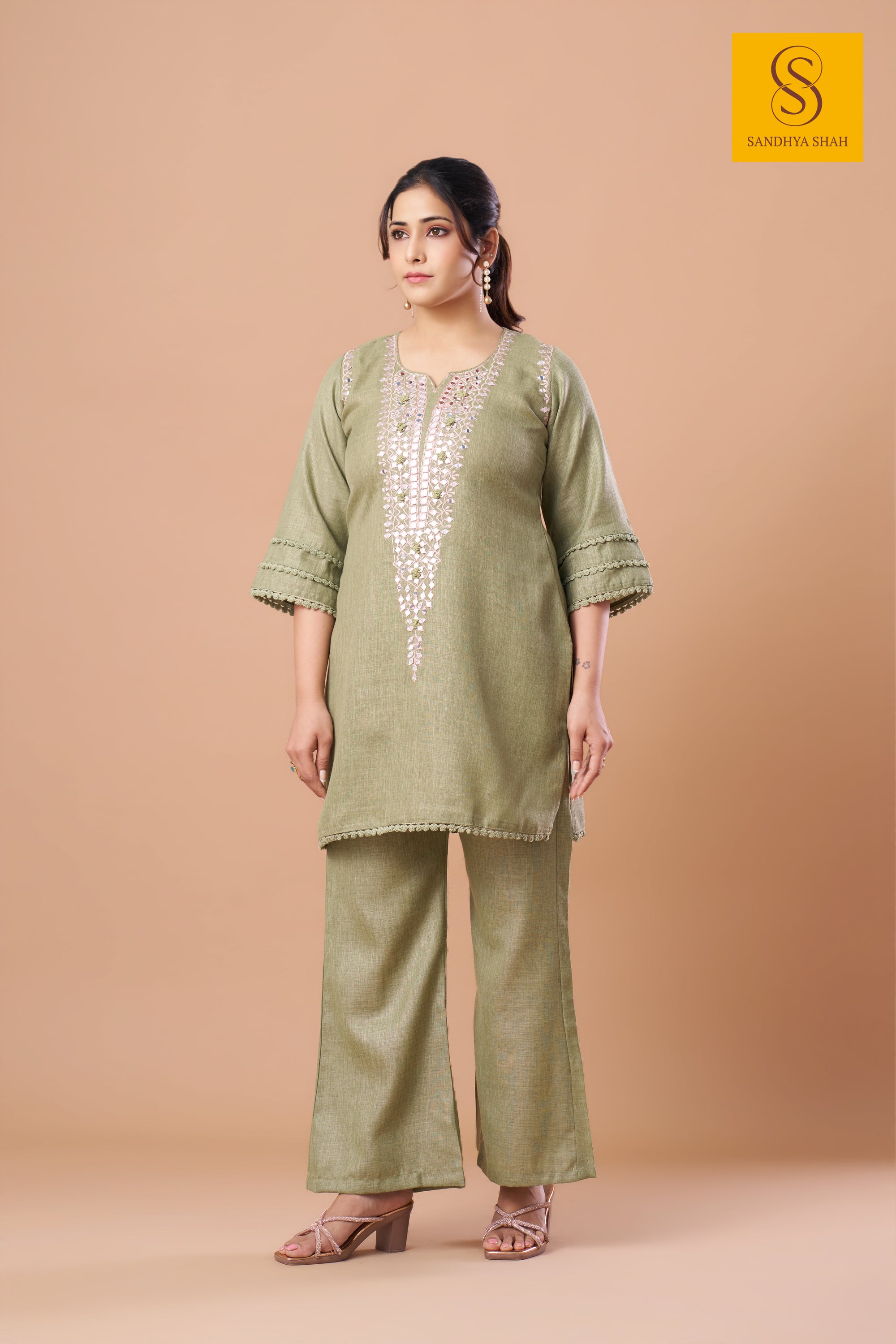 Olive Green Kurta Trousers Kurta Set