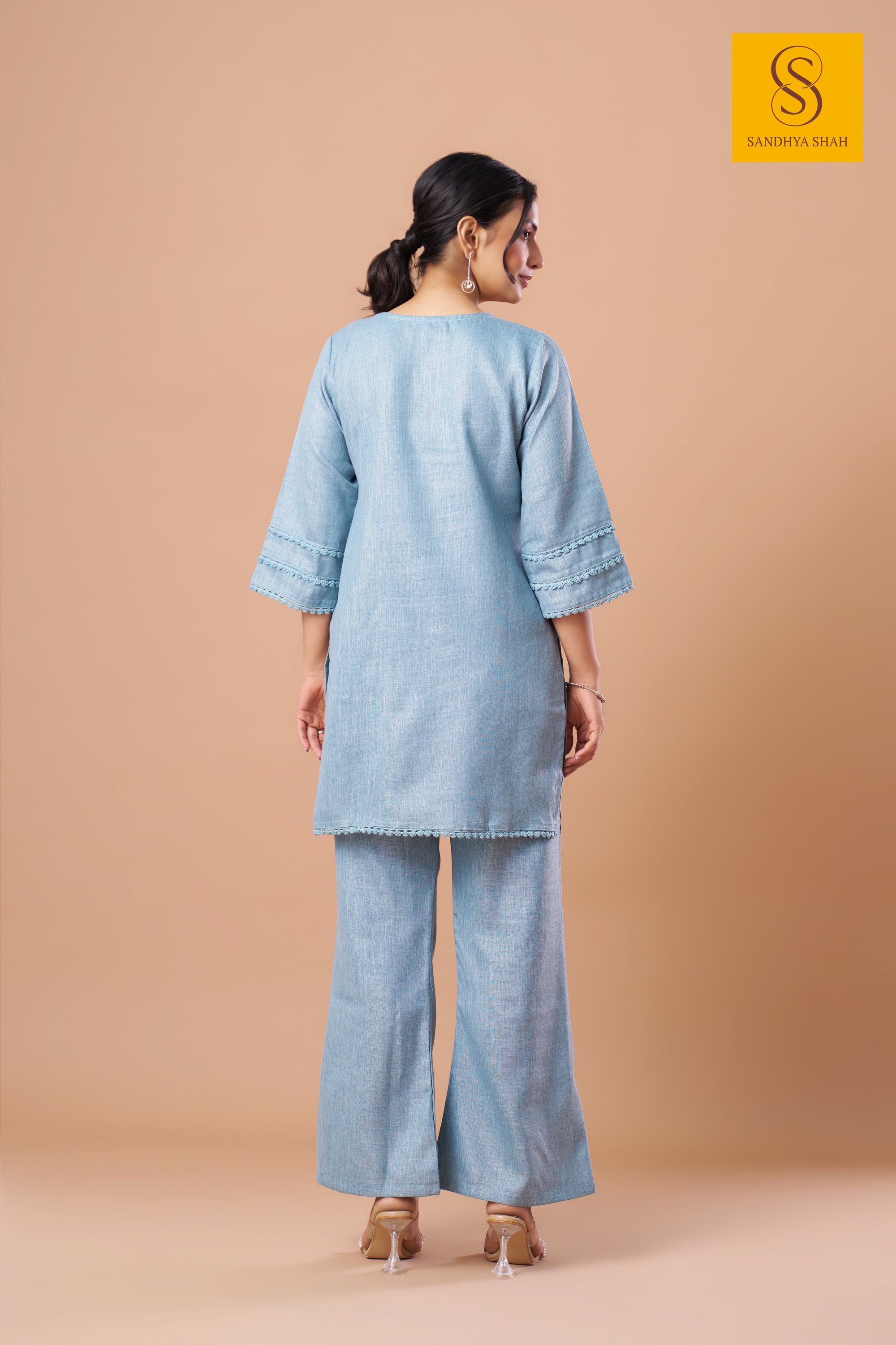 Pastel Blue Kurta Trousers Kurta Set