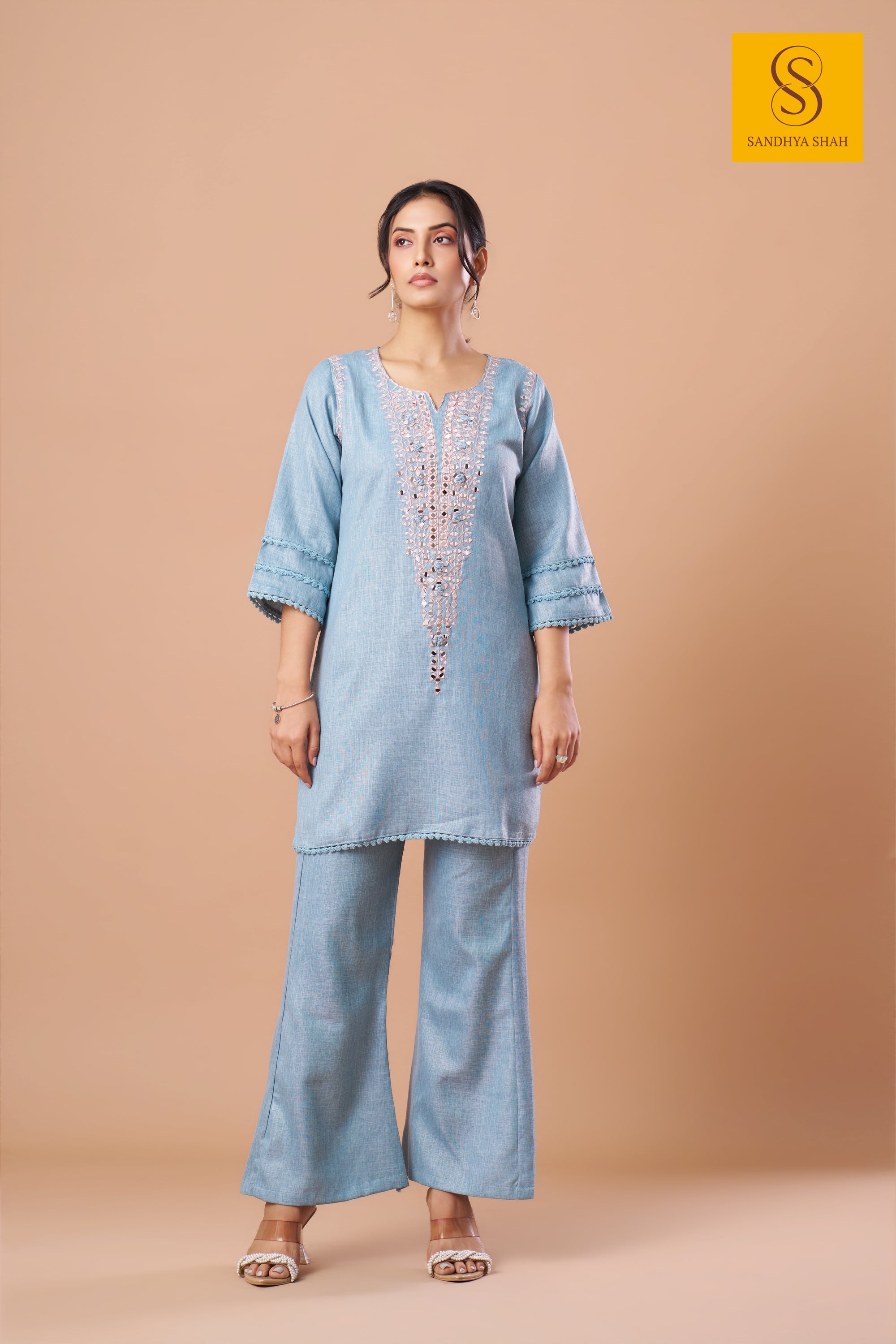 Pastel Blue Kurta Trousers Kurta Set