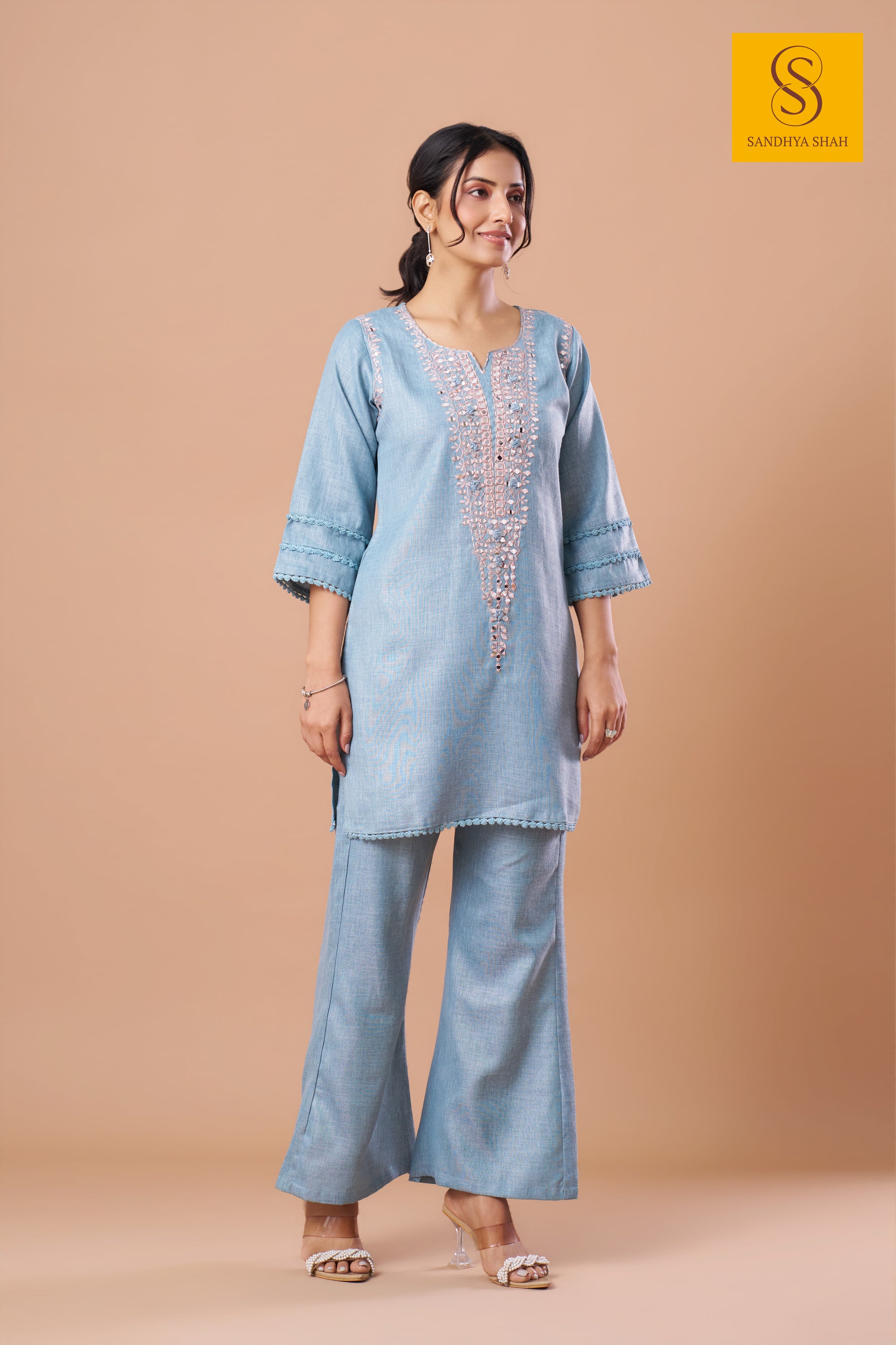 Pastel Blue Kurta Trousers Kurta Set