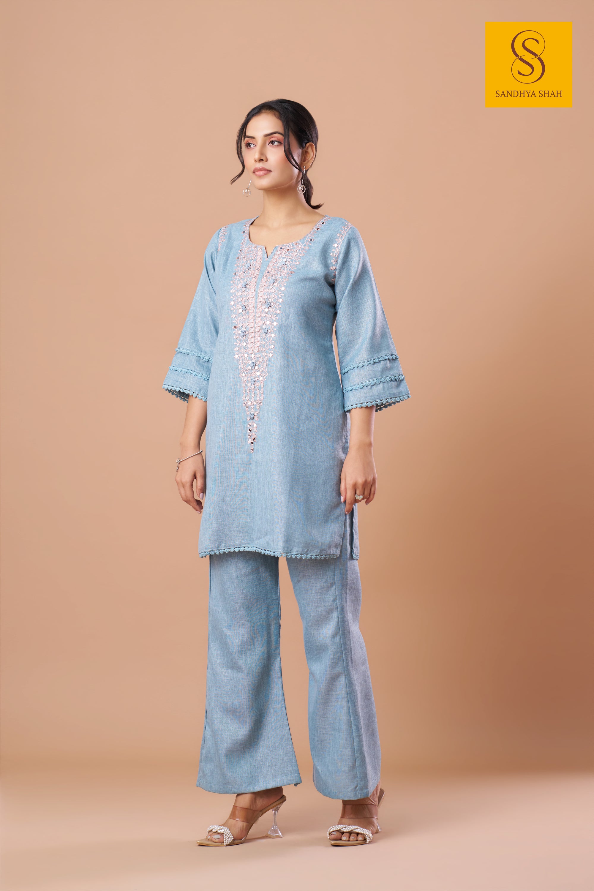 Pastel Blue Kurta Trousers Kurta Set