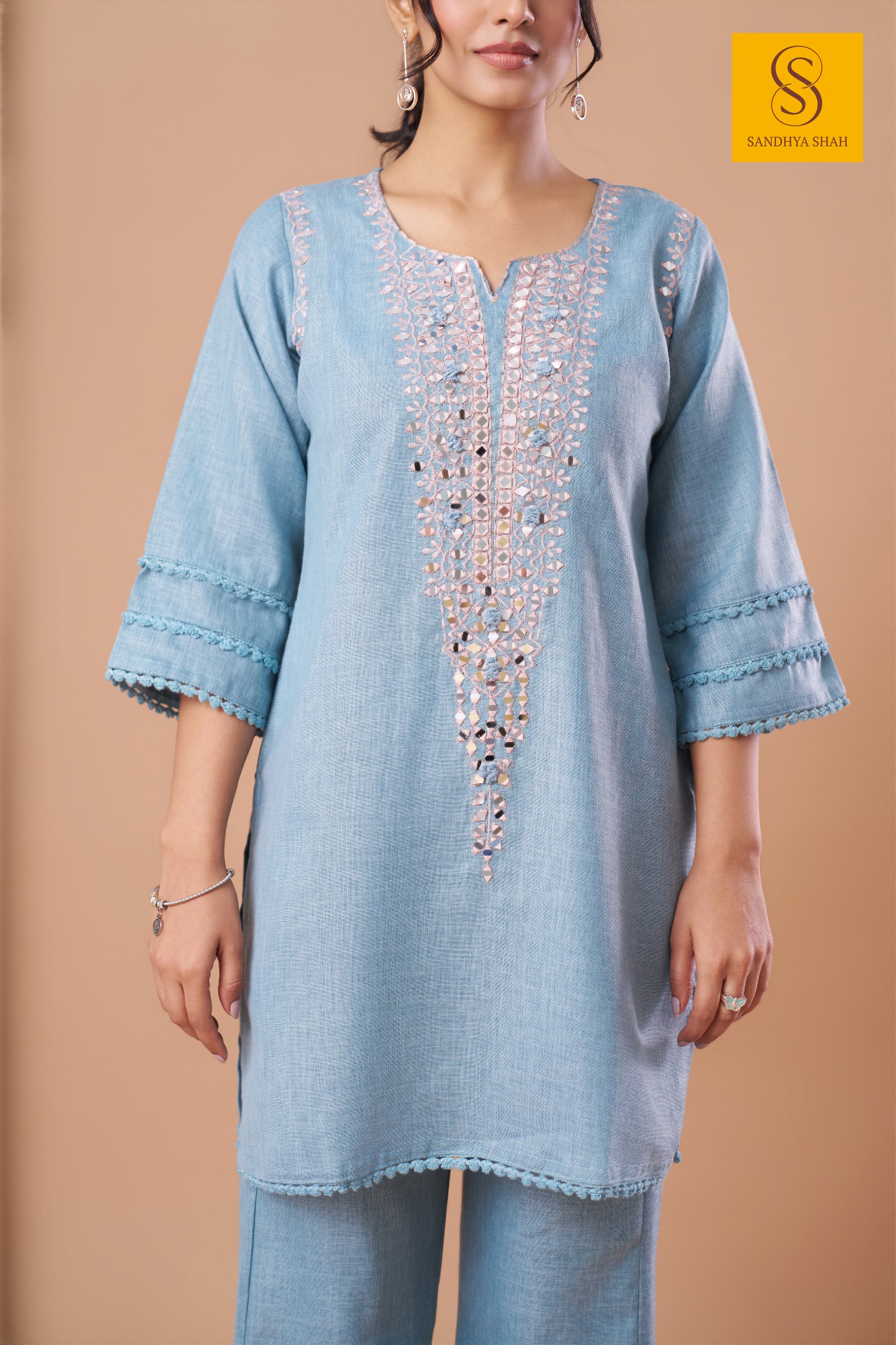 Pastel Blue Kurta Trousers Kurta Set