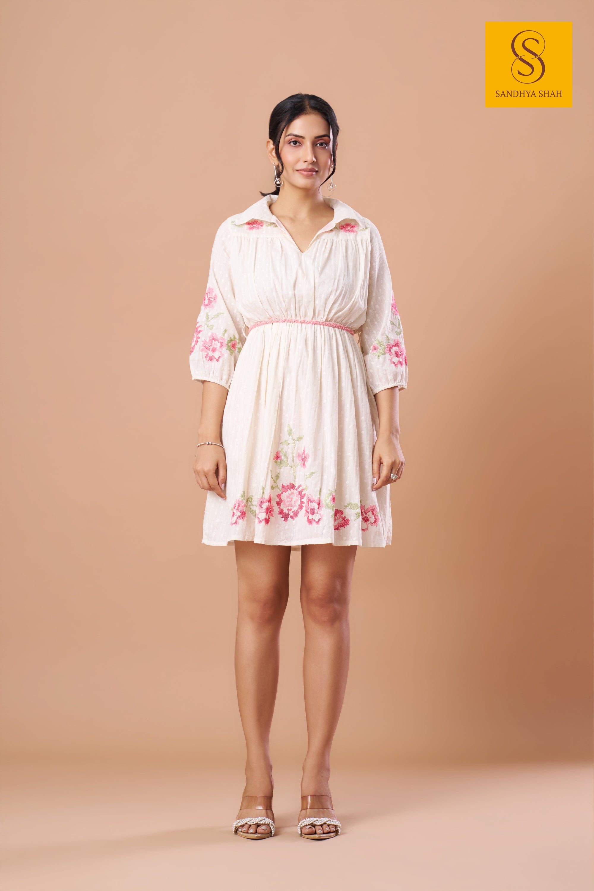 White Floral Mini Dress