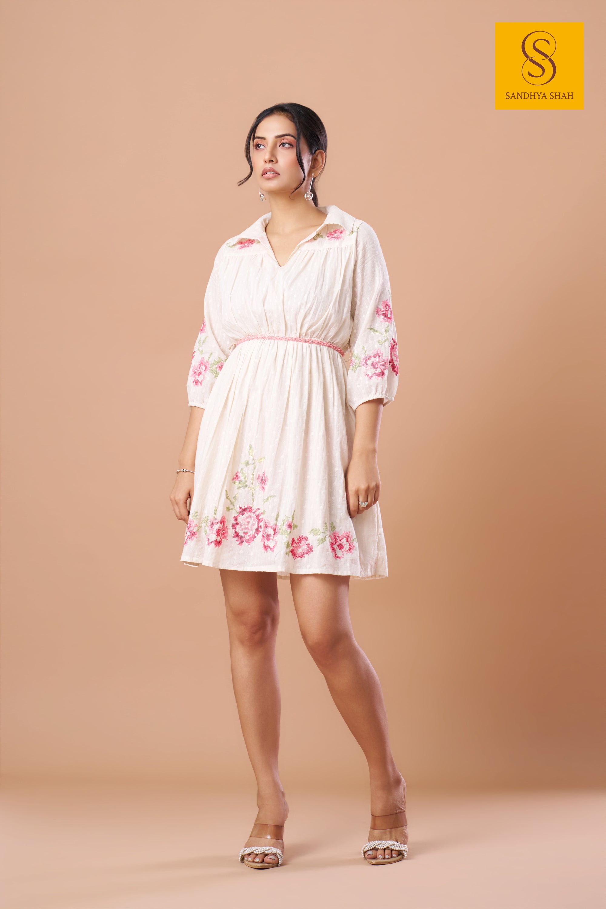 White Floral Mini Dress