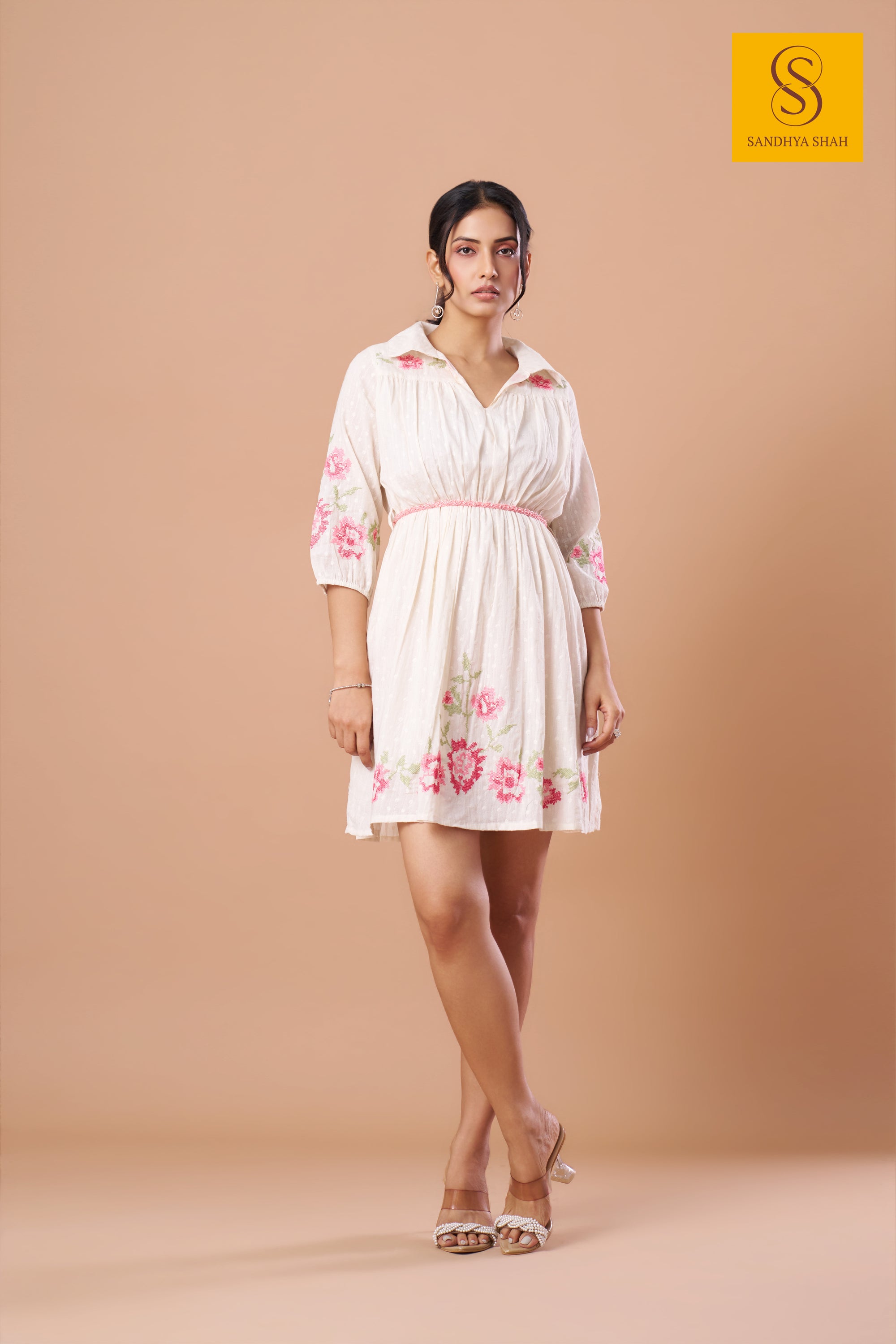 White Floral Mini Dress