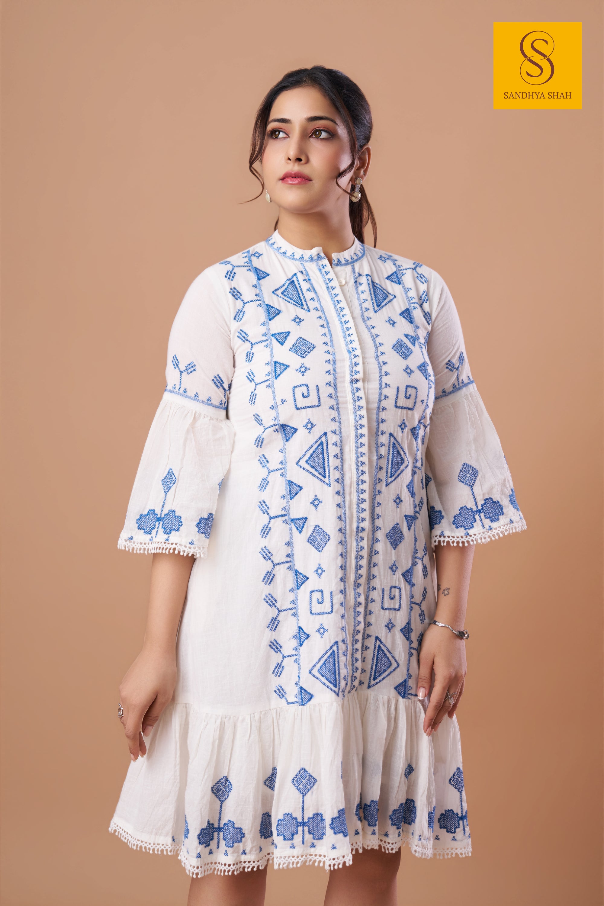 Bell Sleeves White Dress