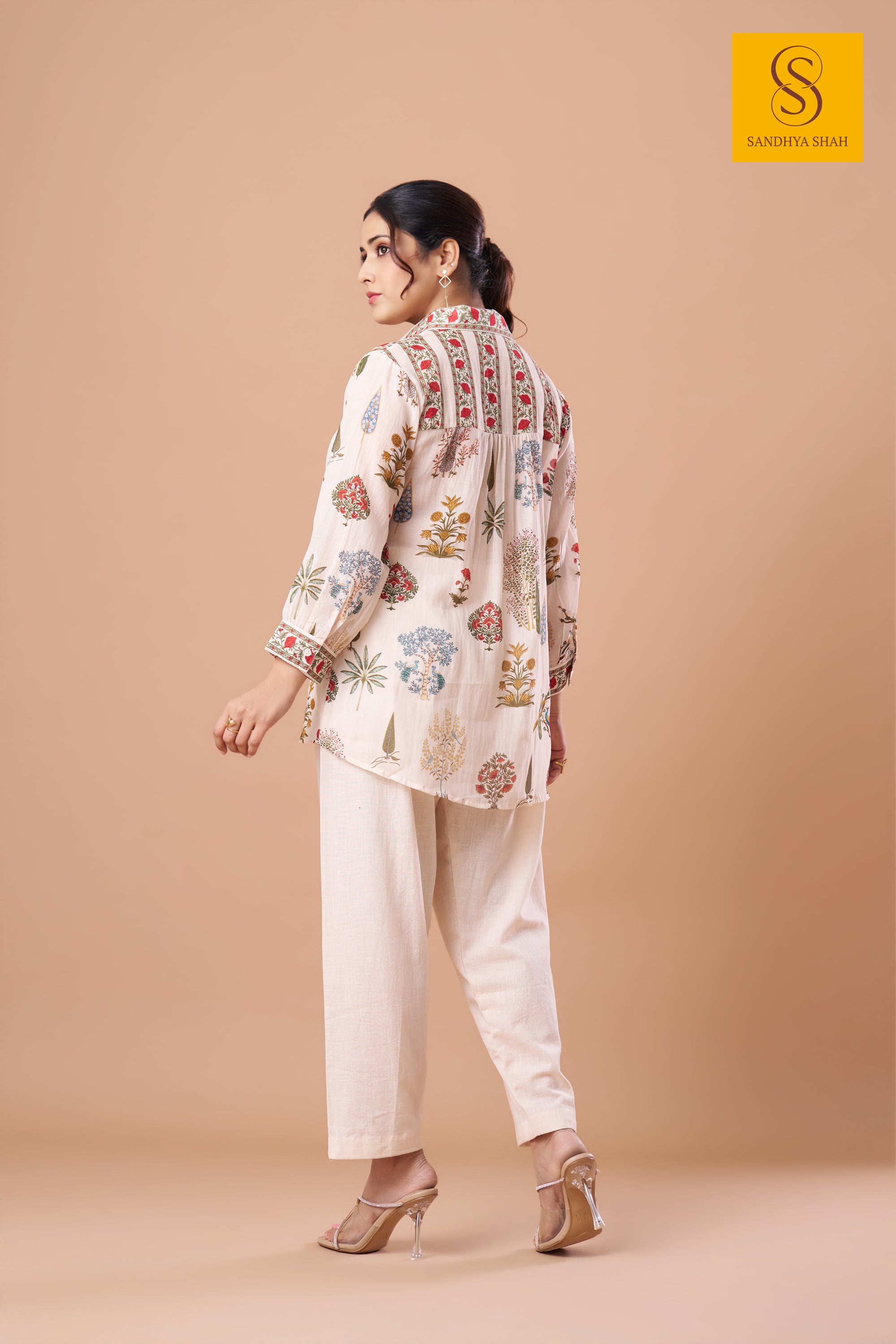 Ivory Floral Shirt Pants Set