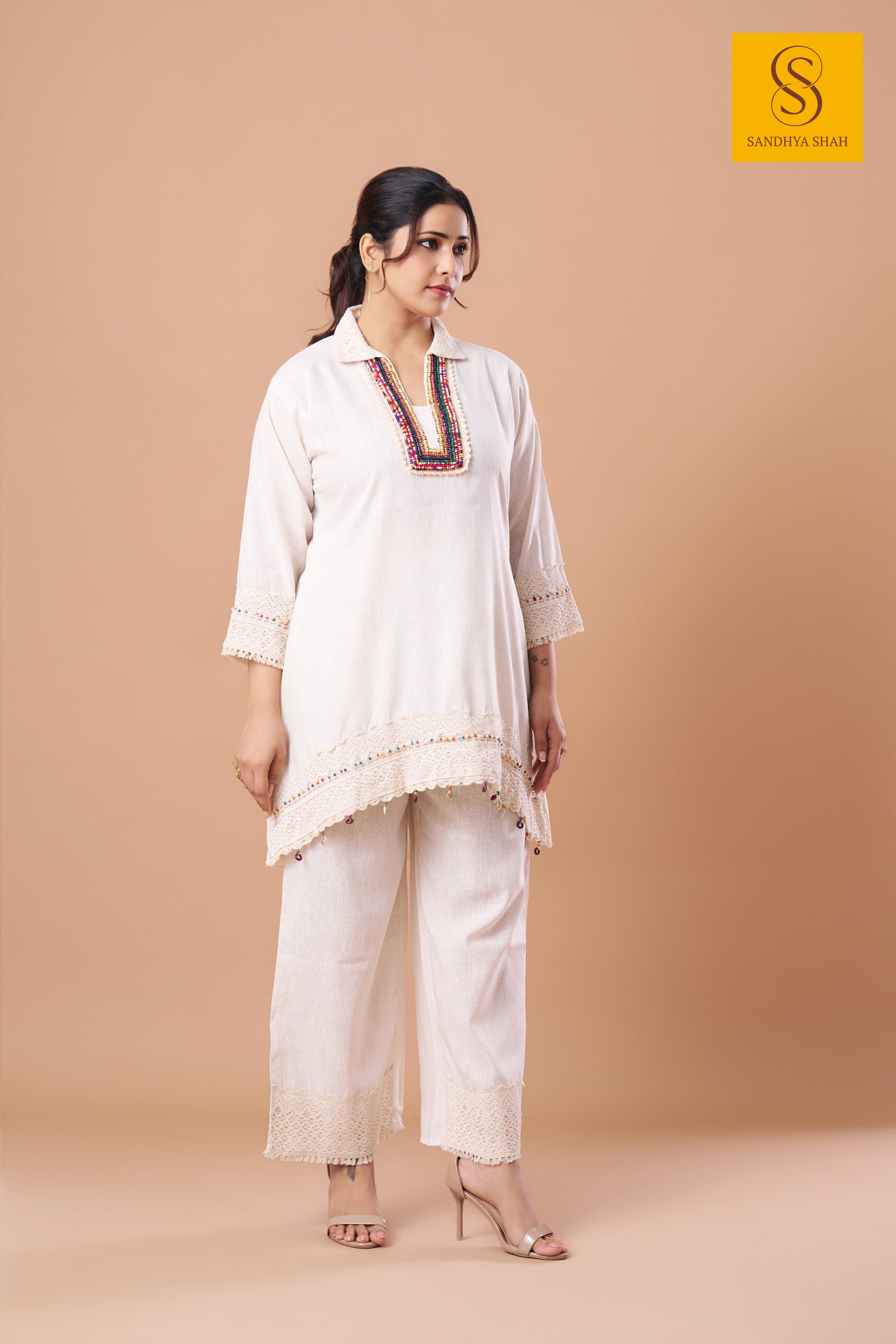 Off-White Kurta Wide-Leg Pant Set