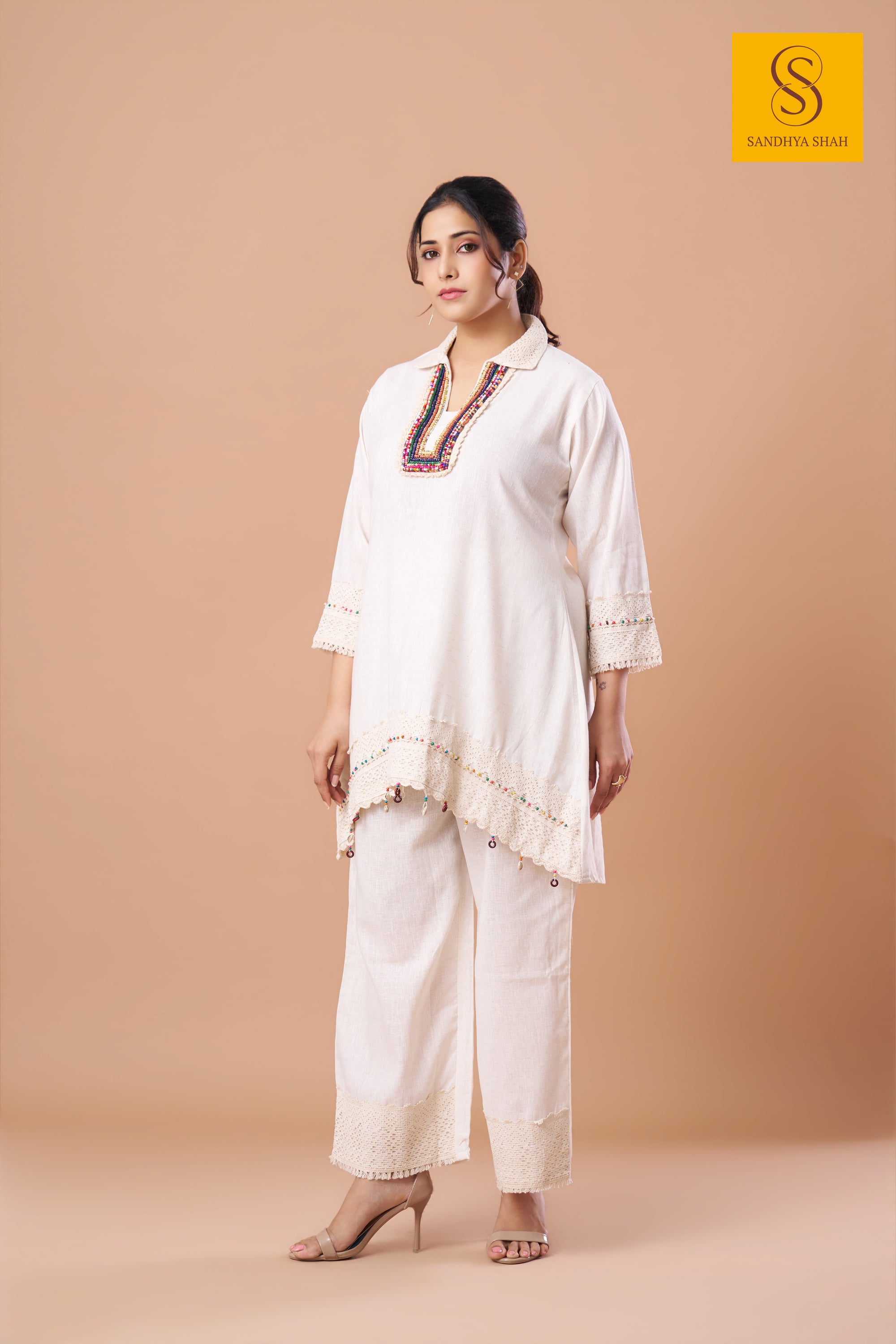 Off-White Kurta Wide-Leg Pant Set