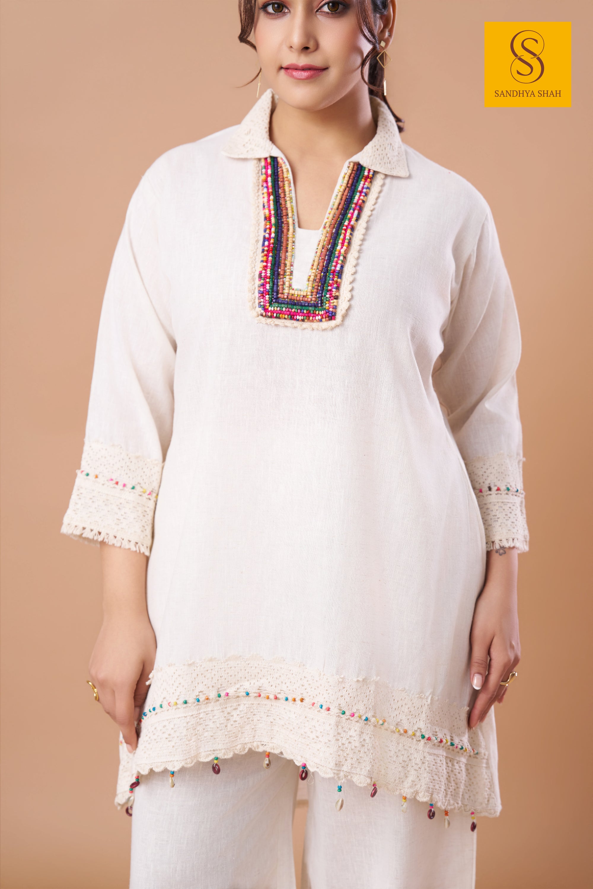 Off-White Kurta Wide-Leg Pant Set