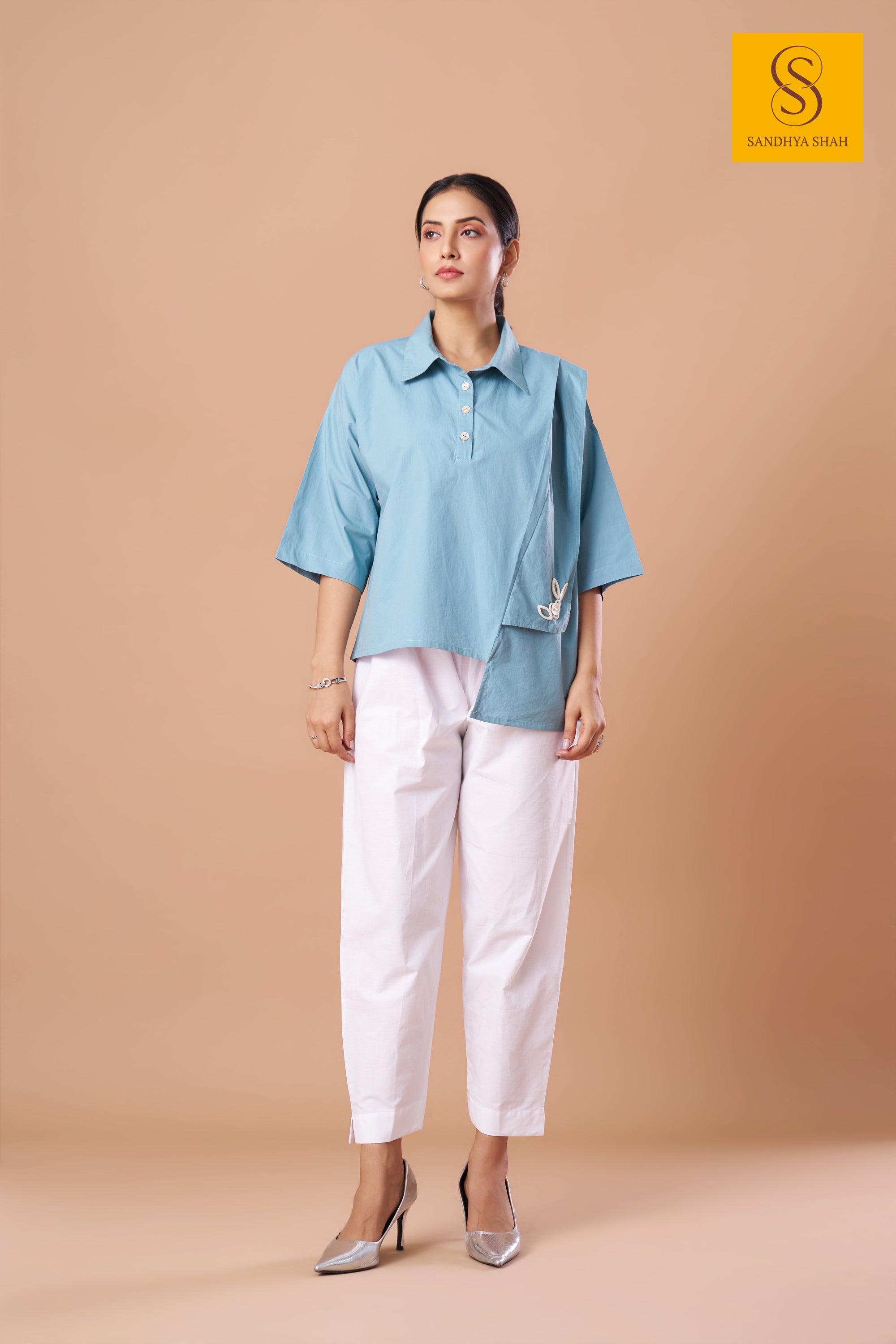 Asymmetric Sky Blue Shirt
