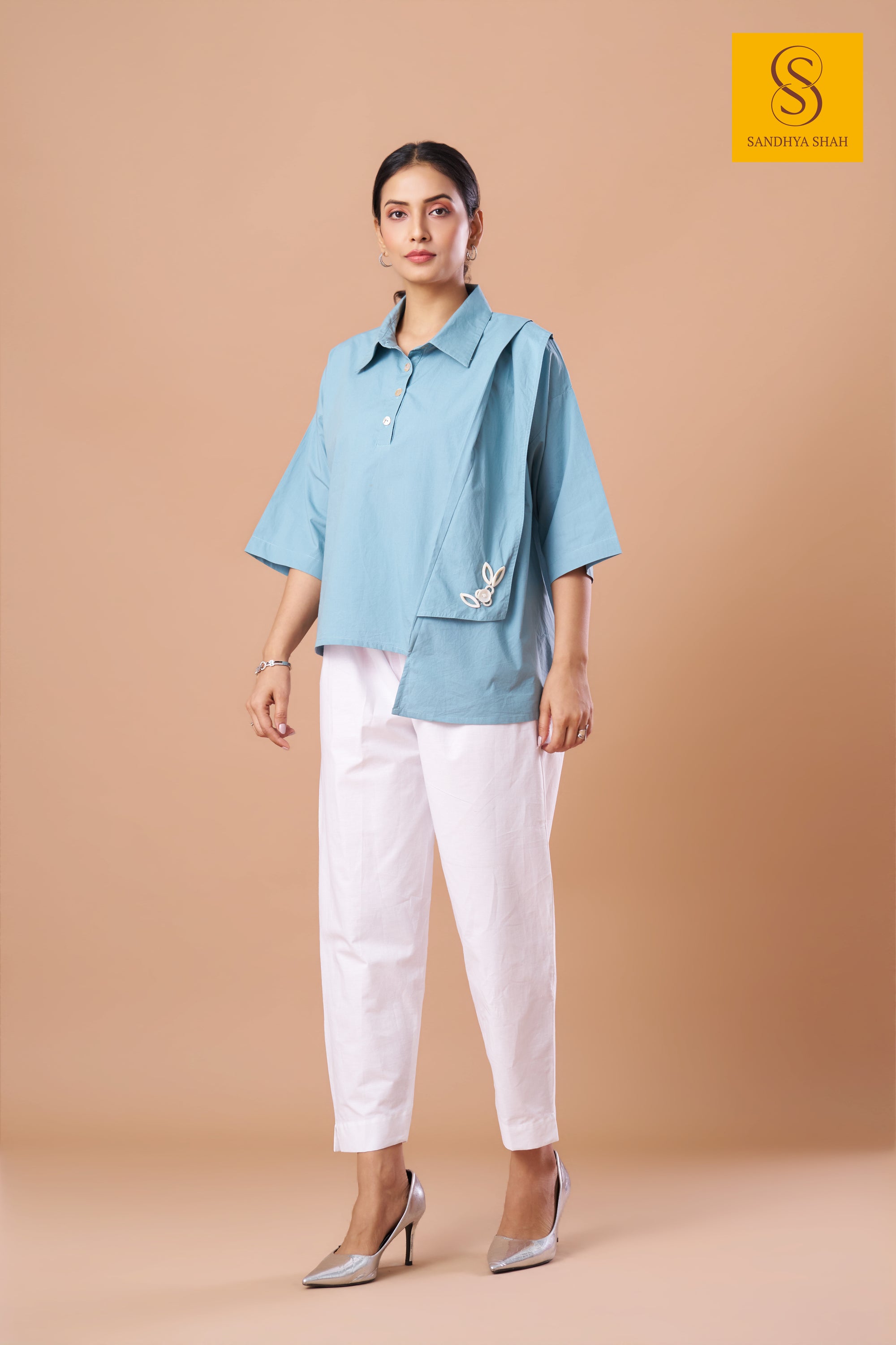 Asymmetric Sky Blue Shirt