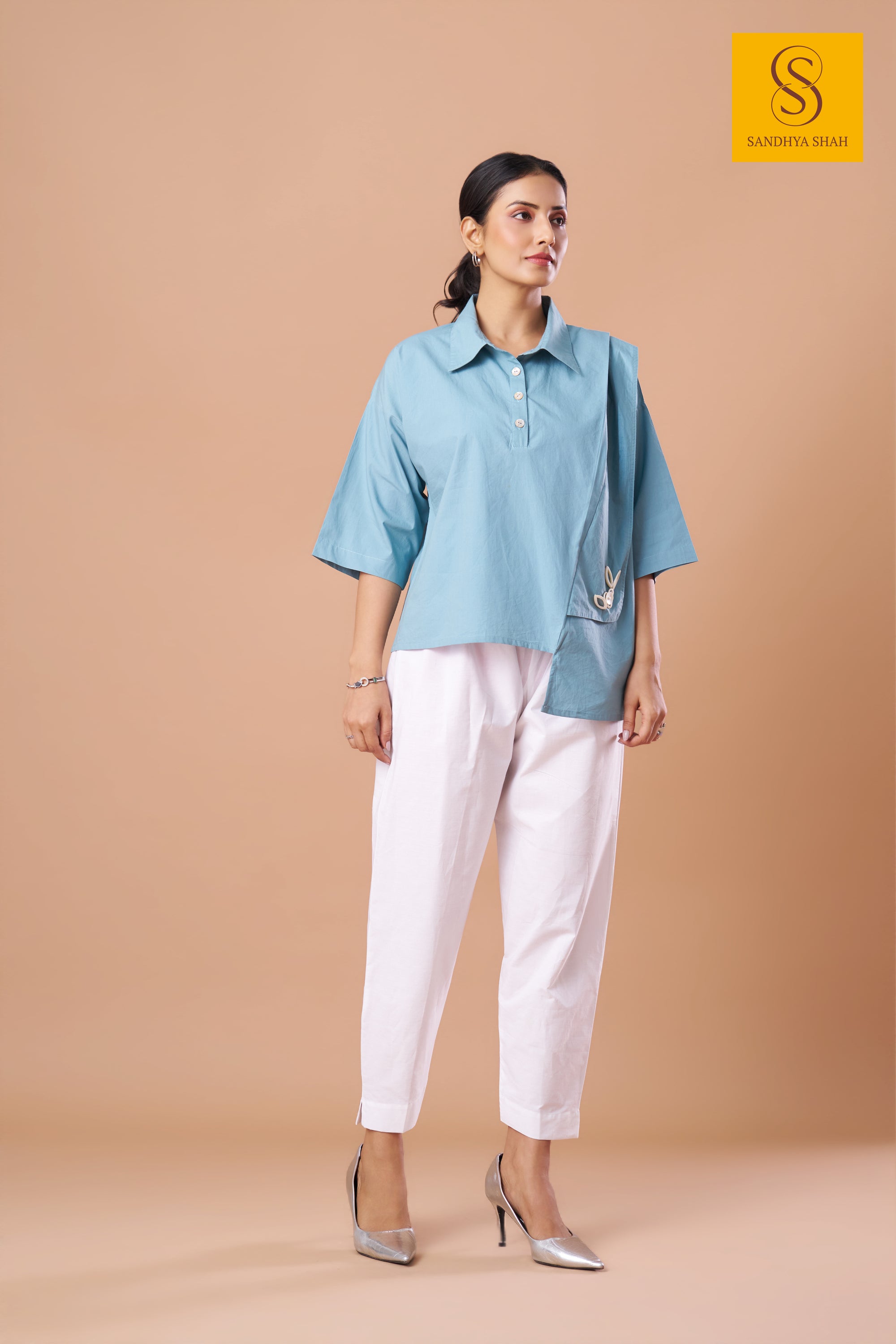Asymmetric Sky Blue Shirt