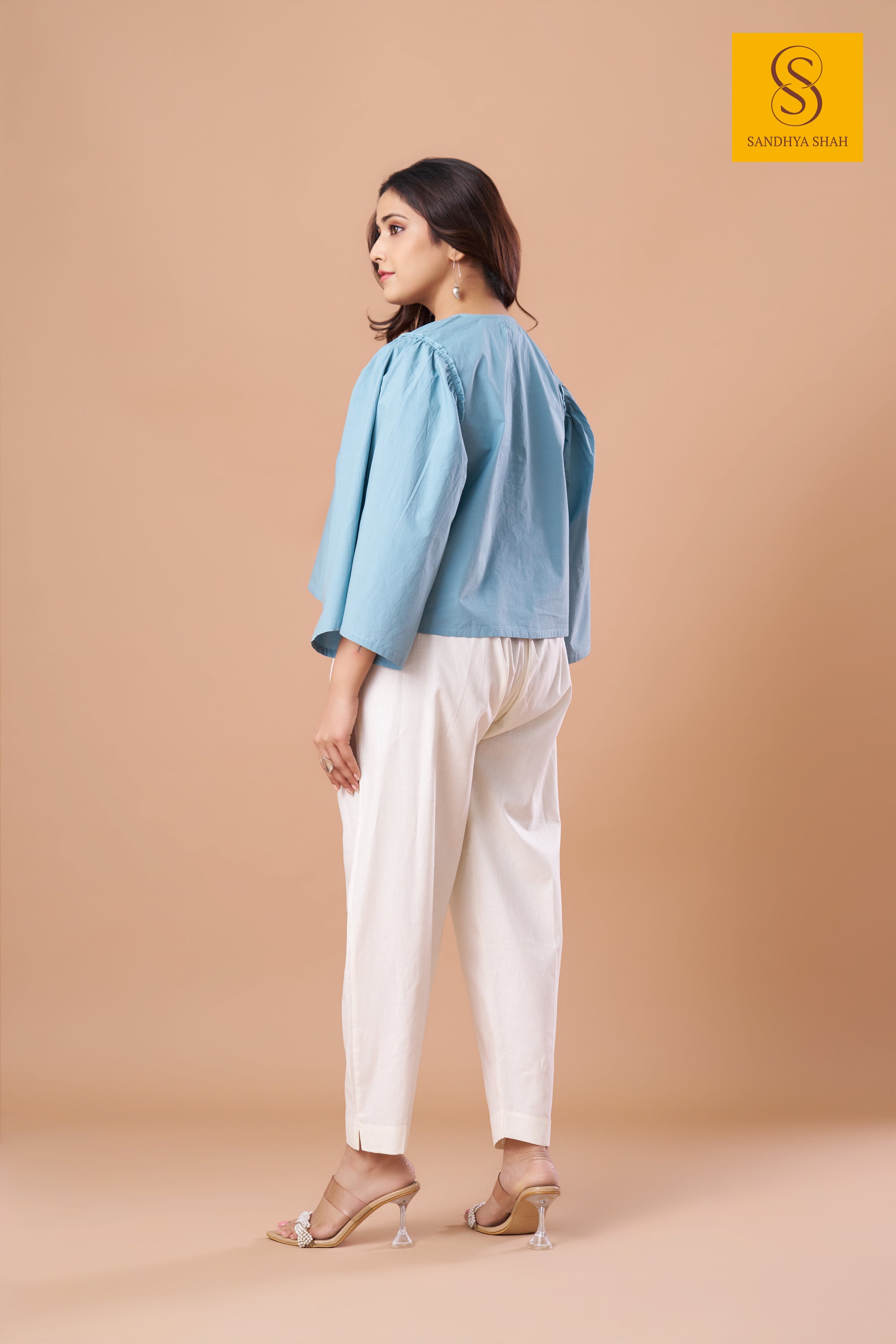 Sky Blue Statement Sleeve Top