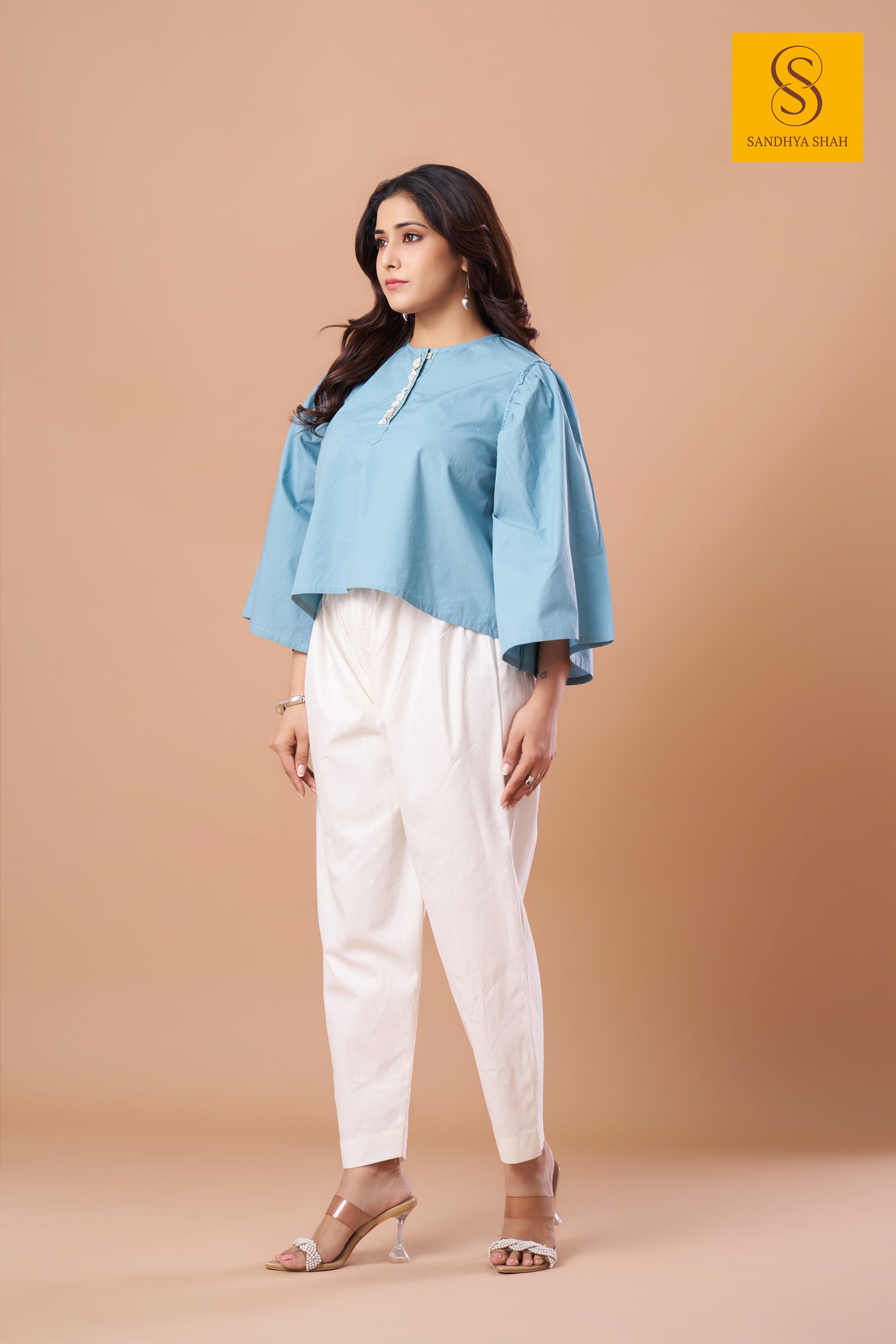 Sky Blue Statement Sleeve Top