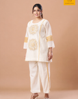 Off White Yellow Mandala Kurta Set