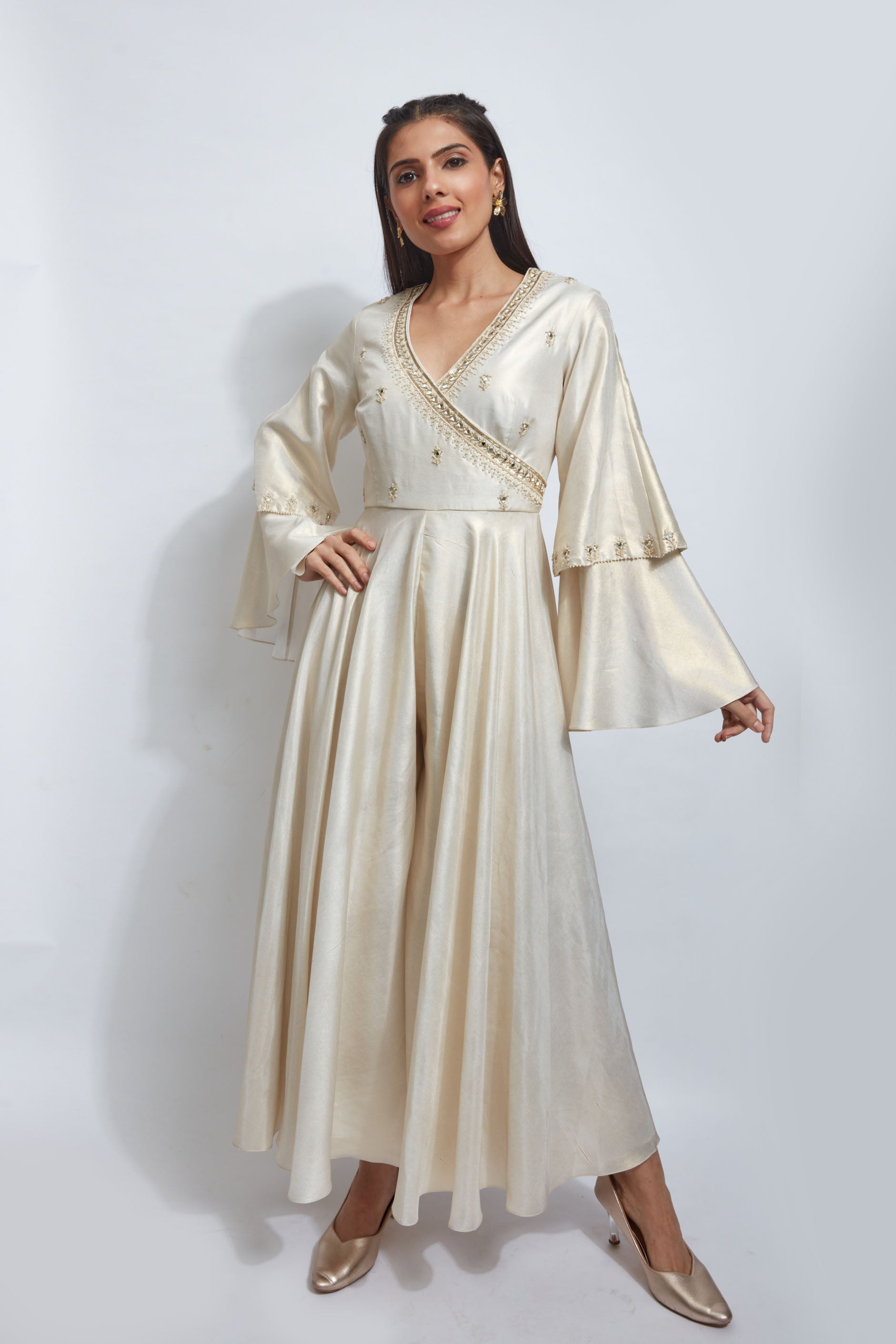 Beige one piece jumpsuit